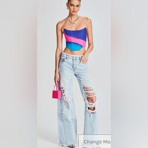 $380 Seroya Mountain Wide Leg destroyed light jeans skylight 25 (27)